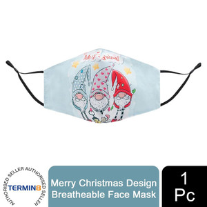 Termin8 Unisex Face Mask Printed Christmas Design, Lightweight & Breathable - Merry Christmas - Design 6