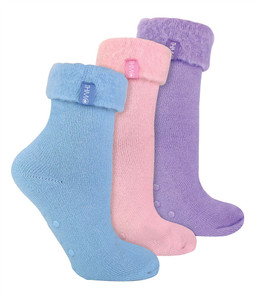 THMO - Ladies 3 Pack Slipper Bed Socks - 4-8 UK