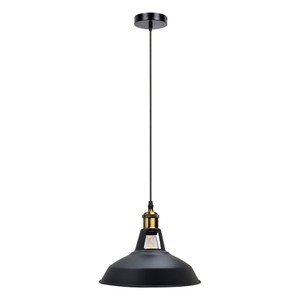 Modern Vintage Industrial Retro Metal Lamp Shade Loft Pendant Ceiling Light - With Bulb / Black