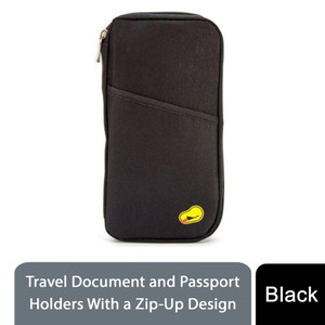 Secure and Stylish Zip-Up Travel Document and Passport Holders, Choose Your Colour - Black