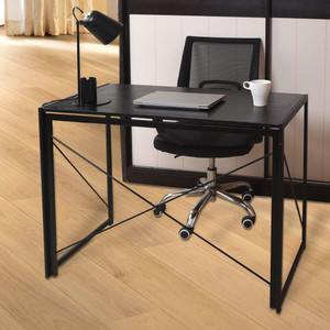 Compact Industrial Style Multi-Purpose Desk Folding Table - Black