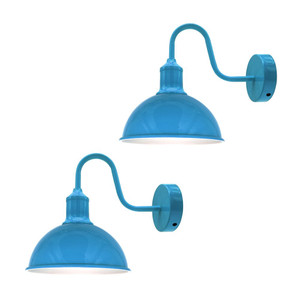 Modern Industrial Swan Neck Metal Arm E27 Sconce Wall Light Set Fixture for Living Room Dining Room Kitchen. - with bulb / Blue
