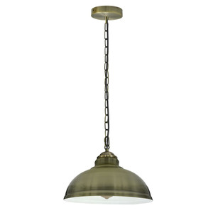 Vintage Industrial E27 Ceiling Light Cage Shade Loft Style Pendant Lamp - with bulb / Green brass