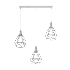Pendant Industrial Ceiling Light Fitting, Metal Open Style Vintage Lamp Shade - without bulb / White