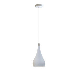 Metal E27 Teardrop Pendant Light Modern Industrial Hanging Light Fixture - without bulb / White