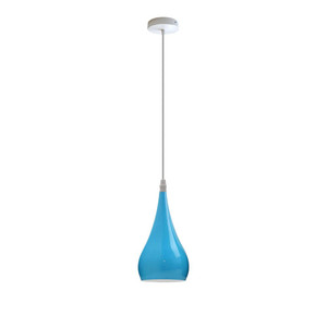 Metal E27 Teardrop Pendant Light Modern Industrial Hanging Light Fixture - with bulb / Blue