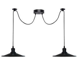 Vintage 2 Head Cone Ceiling Pendant Light | Adjustable Cord | Hanging Fixture | Black | High Quality