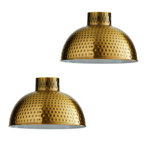 2 Pack Retro Industrial Easy Fit Lamp Light Shade E27 Base Pendant Metal 26cm Dome Shape Vintage Large Lamp Shades - Default Title