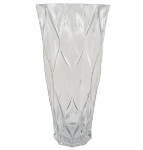 35cm Clear Chunky Ridged Glass Vase - Exquisite Quality for Displaying Real and Artificial Flowers