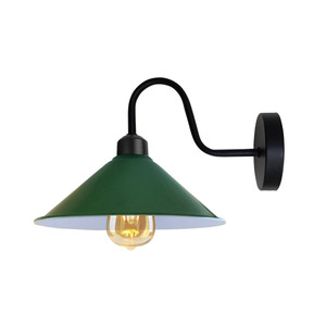 Vintage Green Wall Light Fixture, Cone Shape Shade, E27 Base, Dimmable - Best Quality, 3 Year Warranty