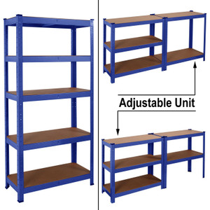 Grey or Blue Powder coated racking/ shelving bay 5 Thick MDF shelves - Blue