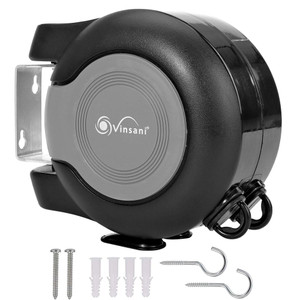 VINSANI 30M WASHING LINE: Dual Retractable, Long Lasting, Space for Clothes, Easy Installation - Professional Seller - Grey
