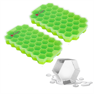 VINSANI Hexagon Ice Cube Trays - 2 Pack: Stackable, Easy Release, BPA-Free - Green
