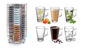 VINSANI LATTE GLASS 6PCS + COFFEE STAND 0006375