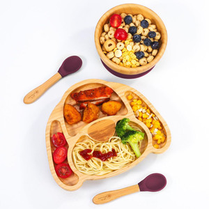 VINSANI BAMBOO DOG PLATE,BOWL&SPOON SET - Red