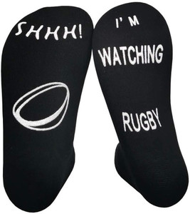 VINSANI I'M WATCHING RUGBY SOCKS - BLACK