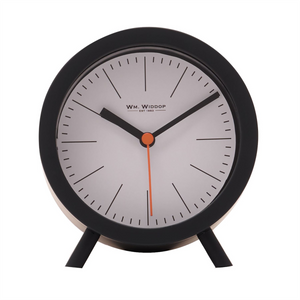 Wm.Widdop Round Alarm Clock Sweep Movement with Feet - Black