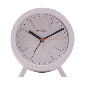 Wm.Widdop Round Alarm Clock Sweep Movement with Feet - White