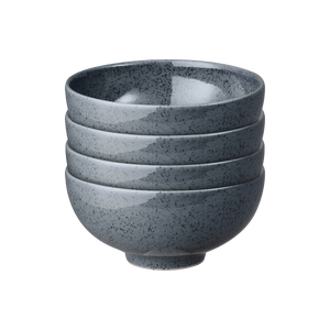 Denby Dark Grey Speckle Rice Bowls Set Of 4