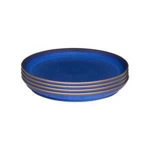 Denby Imperial Blue Coupe Dinner Plates Set Of 4