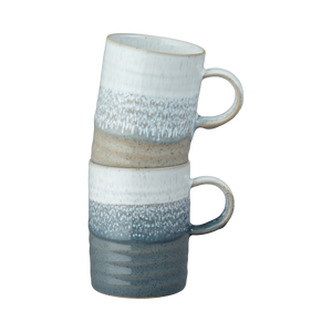 Denby Kiln Accents Ridged Mugs (Taupe & Slate) Set Of 2