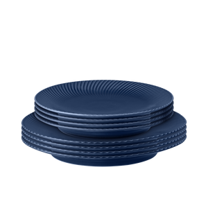 Denby Porcelain Arc Blue 8 Piece Plate Set