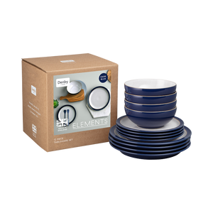 Denby Elements Dark Blue 12 Piece Dinner Set