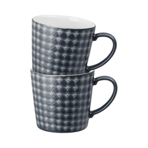 Denby Impression Charcoal Blue Diamond Mugs Set Of 2