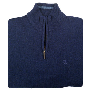 Albert and Maurice Mens Netherton Zip Neck Jumper Ink