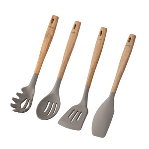 Denby Acacia & Silicone Grey Four Piece Utensil Set Denby Acacia & Silicone Grey Four Piece Utensil Set