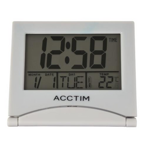Acctim Mini Flip 2 Folding Travel LCD Alarm Clock Grey 15787