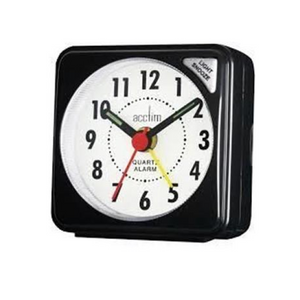 Acctim Ingot Quartz Travel Alarm Clock Light & Snooze - Black - 25/738BB