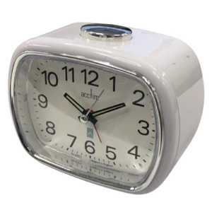Acctim Camille Analogue Quartz Luminous Hands Chrome Bezel Alarm Clock White