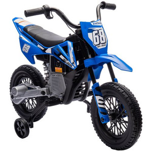 AIYAPLAY 12V Kids Electric Motorbike w/ Twist Grip Throttle, Music - Blue