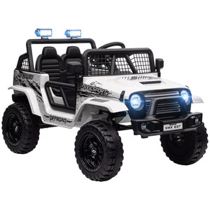 AIYAPLAY Kids Ride On Car, 12V Electric Truck w/ Suspension - White