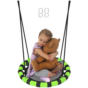 AIYAPLAY Kid Nest Swing Seat, 60cm Diameter Round Saucer Swing Set - 60L x 60W x 180Hcm