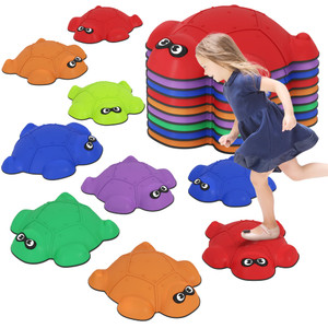 AIYAPLAY 9 PCS Kids Stepping Stones, Turtle-Shaped Stackable River Stones - 8.5H x 32L x 31Wcm