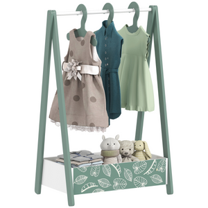 AIYAPLAY Baby Clothing Rack with Hangers, Shelf, Kids Clothes Rail - Green