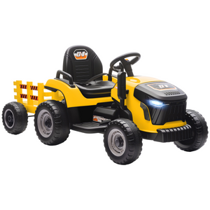 AIYAPLAY Ride on Tractor and Trailer, 12V Electric Ride on Tractor - Yellow