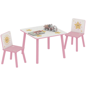 AIYAPLAY Kids Table with Chairs Set for Bedroom, Nursery - Pink
