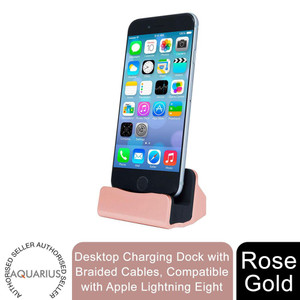 Aquarius Desktop Charging Dock with Braided Cables, Rose Gold, Blue or Grey - Rose Gold