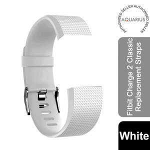 Aquarius Fitbit Charge2 ClassicReplacementStraps, AdjustableStrapswithMetalClasp - White