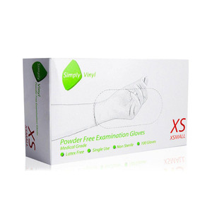 Vinyl Powder-Free Medical Surgical Gloves Extra Small Clear  or Small Blue 100pk - White