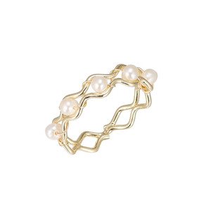 Ladies Curvy Pearls Gold Plated Ring Ladies Curvy Pearls Gold Plated Ring