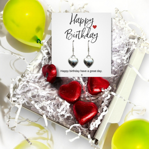 Happy Birthday Mini Gift Hamper with Silver Heart Earrings