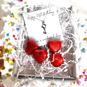 Happy 21st Birthday Necklace Mini Gift Hamper | 21st Key Necklace Gift | Daughters 21st Birthday | Girls 21st Birthday Gift Set UK