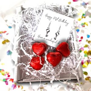 Happy 21st Birthday Earrings Mini Gift Hamper| 21st Key Earrings Gift | Daughters 21st Birthday | Girls 21st Birthday Gift Set UK