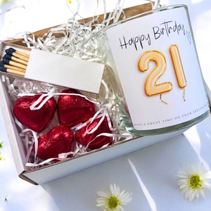 21st Birthday Gold Balloons Candle Gift Set | Birthday Gift for Daughter