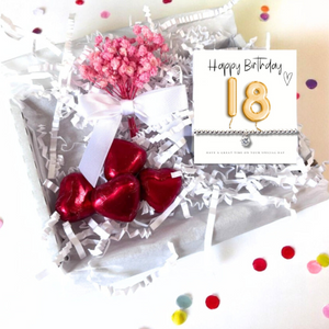 18th Birthday Cubic Zirconia Silver Bracelet & Gold Balloons Mini Gift Hamper | Eightenth Gift | Girls 18th Birthday Gift Set UK
