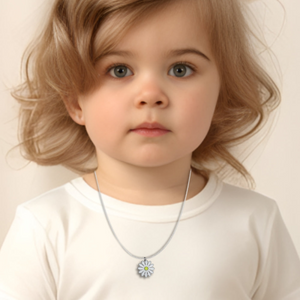 Girls White Daisy Charm Necklace - Birthday Gifts - 18"